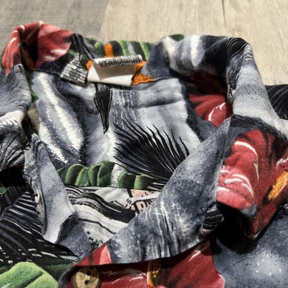 VTG Kennington Canoeing Hula Girls Gray Loop Collar Hawaiian Rayon Button Shirt - Picture 5 of 6